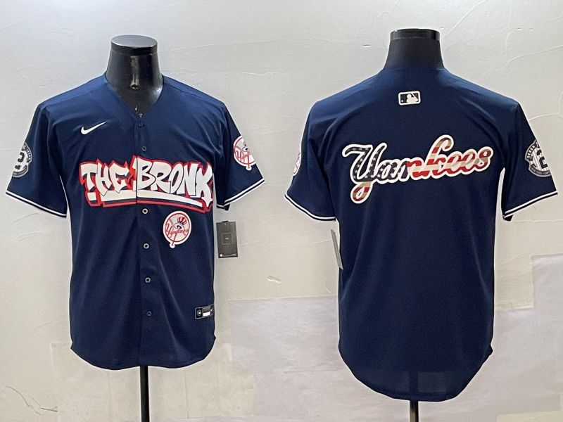 Men New York Yankees Blank Drak Blue four generations Joint Name 2025 Nike MLB Jersey style 9->new york yankees->MLB Jersey